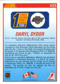 1990-91 Score Canadian #425 Darryl Sydor Back