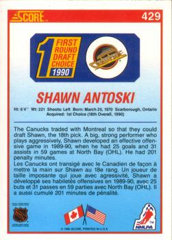 1990-91 Score Canadian #429 Shawn Antoski Back