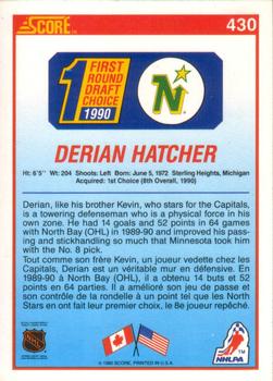 1990-91 Score Canadian #430 Derian Hatcher Back