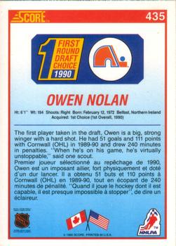 1990-91 Score Canadian #435 Owen Nolan Back