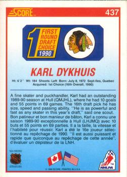 1990-91 Score Canadian #437 Karl Dykhuis Back