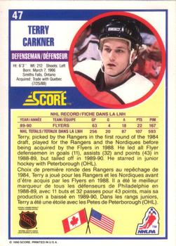 1990-91 Score Canadian #47 Terry Carkner Back