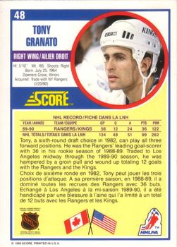 1990-91 Score Canadian #48 Tony Granato Back