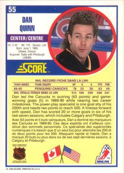 1990-91 Score Canadian #55 Dan Quinn Back
