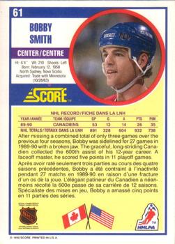1990-91 Score Canadian #61 Bobby Smith Back