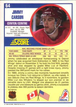 1990-91 Score Canadian #64 Jimmy Carson Back