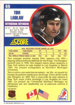 1990-91 Score Canadian #69 Tom Laidlaw Back