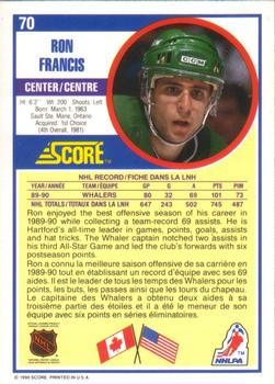 1990-91 Score Canadian #70 Ron Francis Back