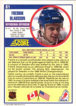 1990-91 Score Canadian #81 Fredrik Olausson Back