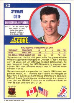 1990-91 Score Canadian #83 Sylvain Cote Back