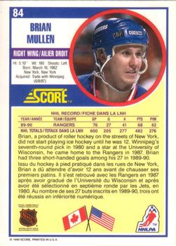 1990-91 Score Canadian #84 Brian Mullen Back