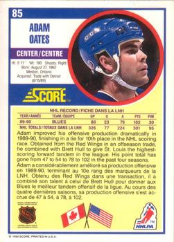 1990-91 Score Canadian #85 Adam Oates Back