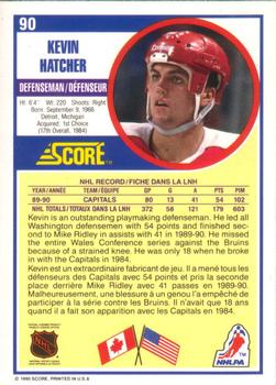 1990-91 Score Canadian #90 Kevin Hatcher Back