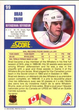 1990-91 Score Canadian #99 Brad Shaw Back