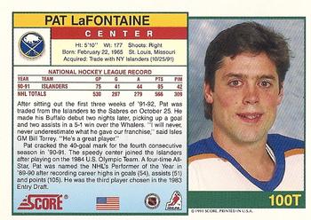 1991-92 Score Rookie and Traded #100T Pat LaFontaine Back