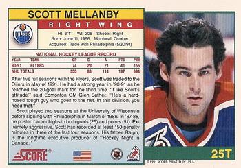 1991-92 Score Rookie and Traded #25T Scott Mellanby Back