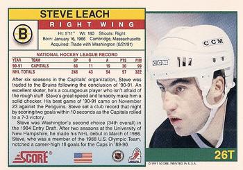 1991-92 Score Rookie and Traded #26T Steve Leach Back