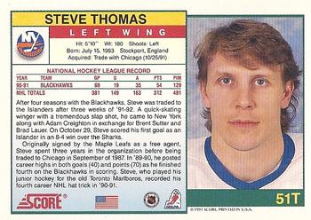 1991-92 Score Rookie and Traded #51T Steve Thomas Back