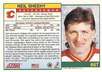 1991-92 Score Rookie and Traded #86T Neil Sheehy Back