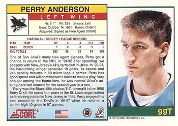 1991-92 Score Rookie and Traded #99T Perry Anderson Back