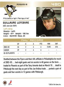 2003-04 In The Game Action - NHL All-Star FANtasy #490 Guillaume Lefebvre Back