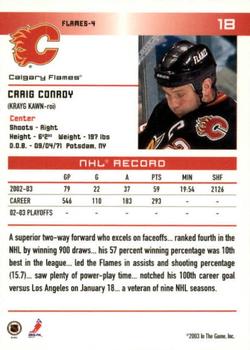 2003-04 In The Game Action - NHL All-Star FANtasy Team Sets #18 Craig Conroy Back