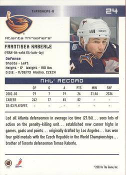 2003-04 In The Game Action - NHL All-Star FANtasy Team Sets #24 Frantisek Kaberle Back