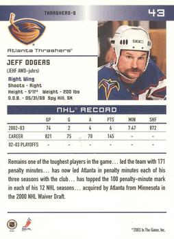 2003-04 In The Game Action - NHL All-Star FANtasy Team Sets #43 Jeff Odgers Back