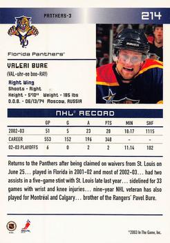 2003-04 In The Game Action - NHL All-Star FANtasy Team Sets #214 Valeri Bure Back