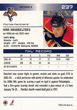 2003-04 In The Game Action - NHL All-Star FANtasy Team Sets #237 Ivan Novoseltsev Back