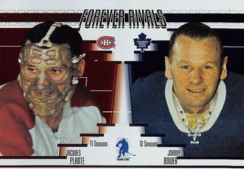 2003-04 In The Game Action - Fall Expo Forever Rivals #FR7 Johnny Bower / Jacques Plante Front