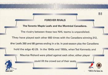2003-04 In The Game Action - Fall Expo Forever Rivals #FR9 Ted Kennedy / Maurice Richard Back