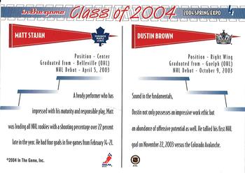 2003-04 In The Game Action - Spring Expo Class of 2004 #4 Matt Stajan / Dustin Brown Back