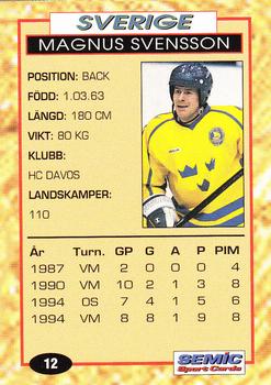 1995 Semic Globe VM (Swedish) #12 Magnus Svensson Back