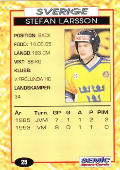 1995 Semic Globe VM (Swedish) #25 Stefan Larsson Back