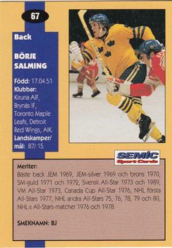 1995 Semic Globe VM (Swedish) #67 Borje Salming Back