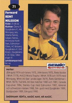 1995 Semic Globe VM (Swedish) #71 Kent Nilsson Back