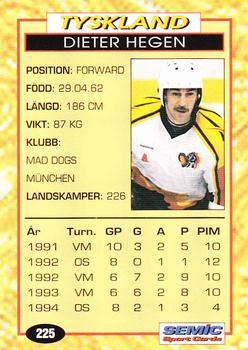 1995 Semic Globe VM (Swedish) #225 Dieter Hegen Back