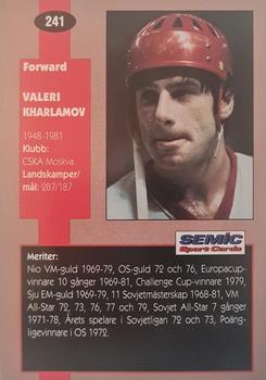 1995 Semic Globe VM (Swedish) #241 Valeri Kharlamov Back