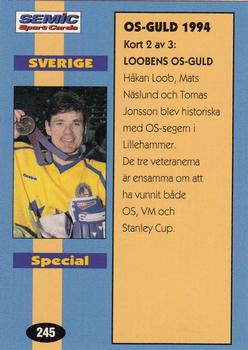 1995 Semic Globe VM (Swedish) #245 Olympic Gold 1994 Back