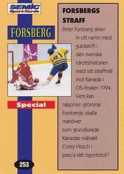 1995 Semic Globe VM (Swedish) #253 Peter Forsberg Back