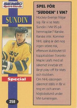 1995 Semic Globe VM (Swedish) #258 Mats Sundin Back