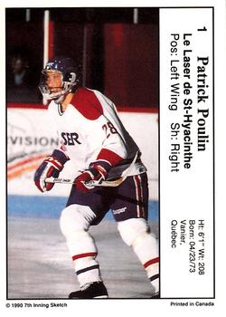 1990-91 7th Inning Sketch QMJHL #1 Patrick Poulin Back