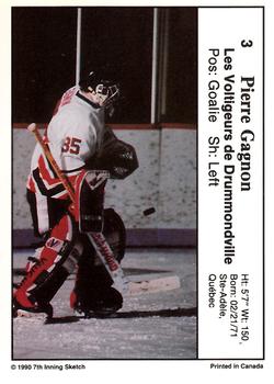 1990-91 7th Inning Sketch QMJHL #3 Pierre Gagnon Back