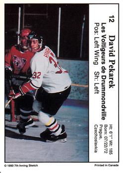 1990-91 7th Inning Sketch QMJHL #12 David Pekarek Back
