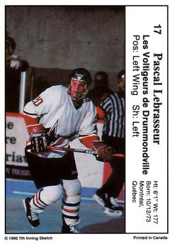 1990-91 7th Inning Sketch QMJHL #17 Pascal Lebrasseur Back