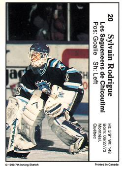 1990-91 7th Inning Sketch QMJHL #20 Sylvain Rodrigue Back