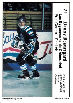 1990-91 7th Inning Sketch QMJHL #31 Danny Beauregard Back