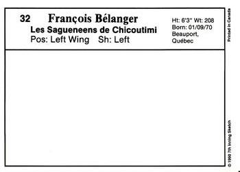 1990-91 7th Inning Sketch QMJHL #32 Francois Belanger Back