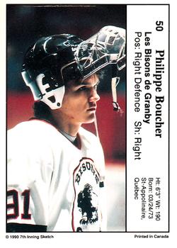 1990-91 7th Inning Sketch QMJHL #50 Philippe Boucher Back